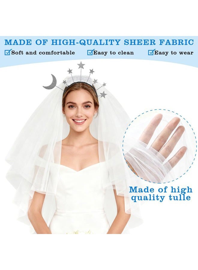 Bnikion Bride Glitter Star Headband with Veil - Image 4